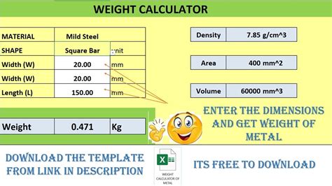 metal weight calculator excel sheet|metal weight by volume calculator.